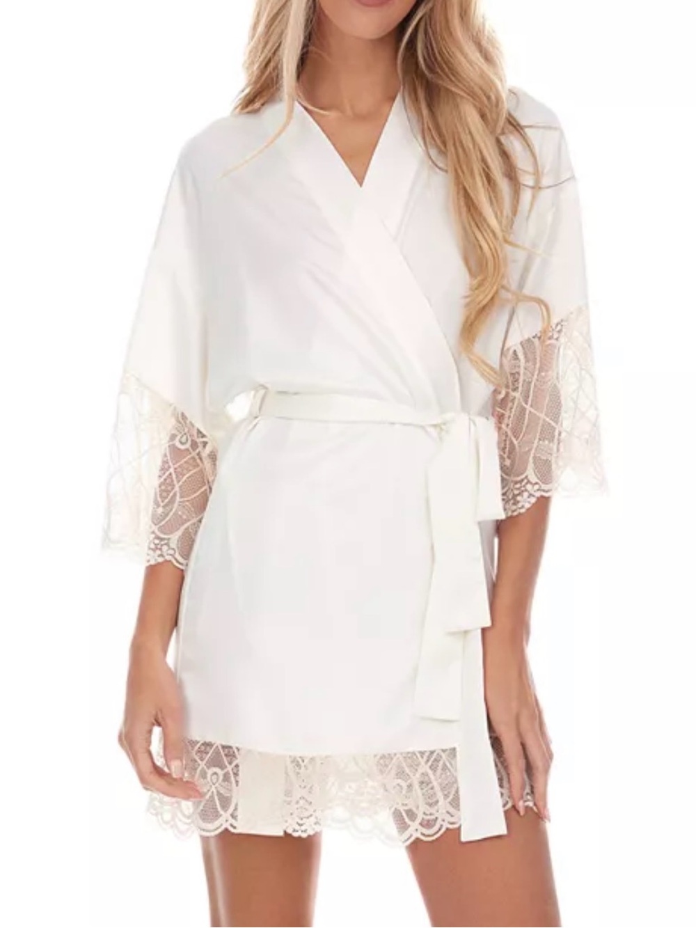 Flora Nikrooz Gabby Satin Kimono Wedding Robe